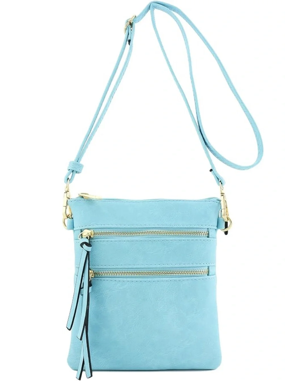 Isabelle | Sky Blue Multi-Zip Crossbody Bag Shoulder Purse